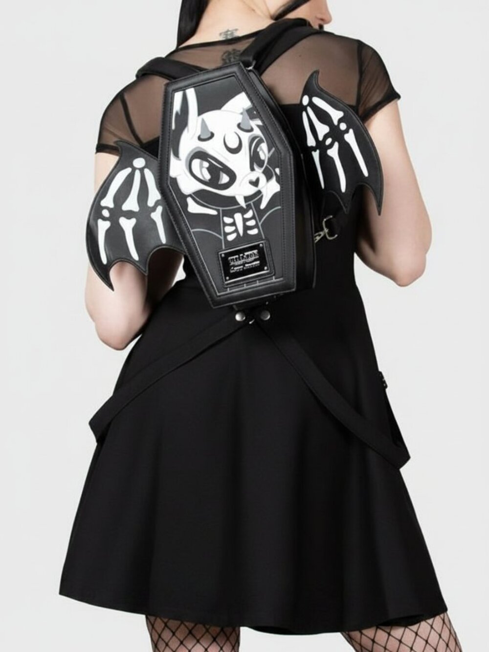 KILLSTAR Batbone coffin shaped faux leather backpack